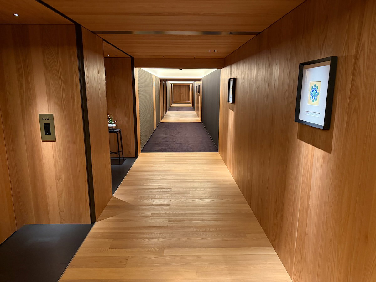 Hallway leading toward room 4103 at the Bulgari Hotel Tokyo