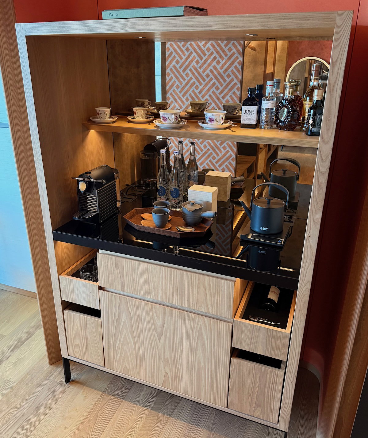 Minibar setup on the other side of the closet