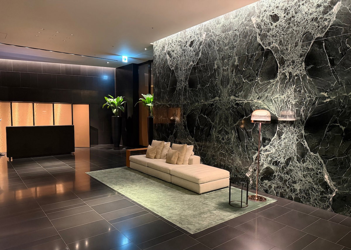 Ground-floor reception and bellman desk at the Bulgari Hotel Tokyo