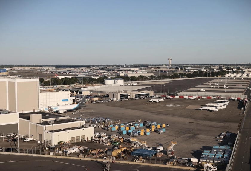 View of JFK Airport from a Blade helicopter during approach