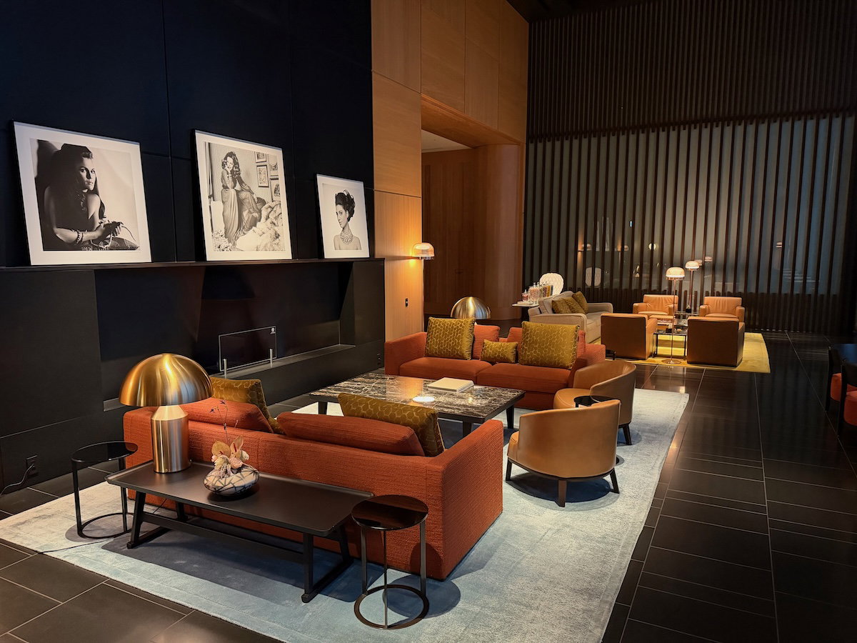 Bulgari Lounge seating in the 40th-floor lobby