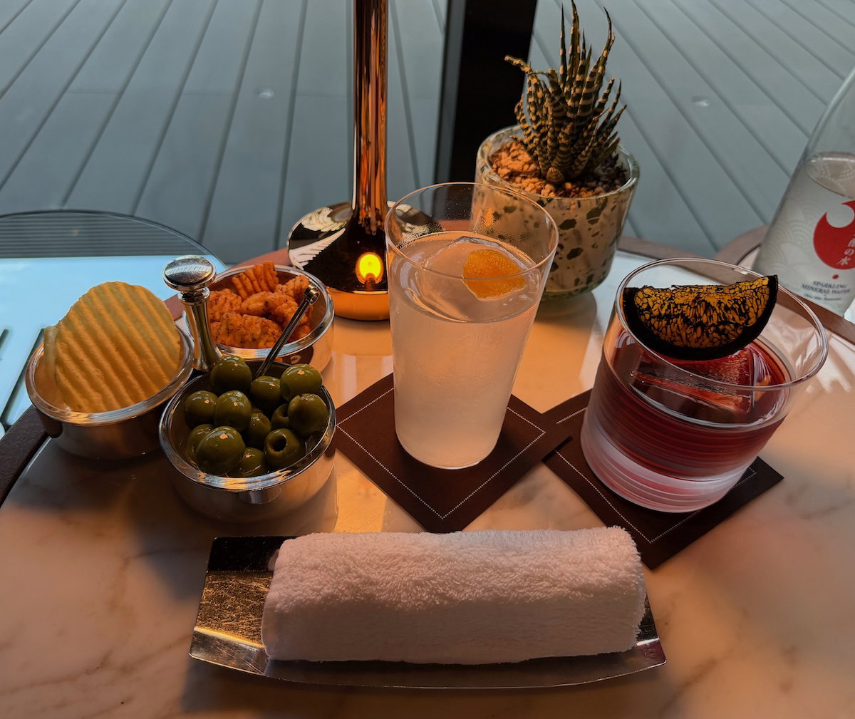 Cocktails served at the Bulgari Bar in the Bulgari Hotel Tokyo