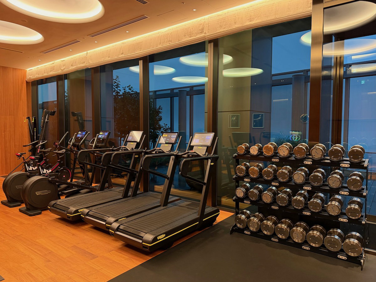 Free weights and benches in the gym