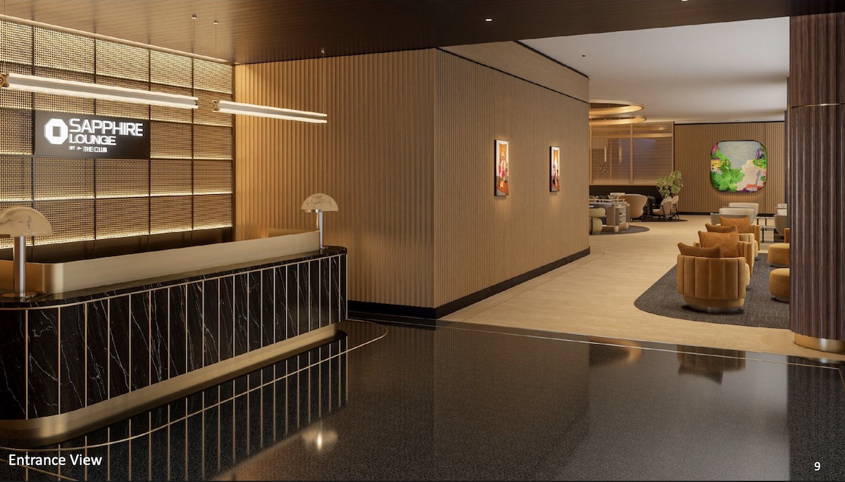 Rendering of the entrance to the planned Chase Sapphire Lounge at Seattle airport