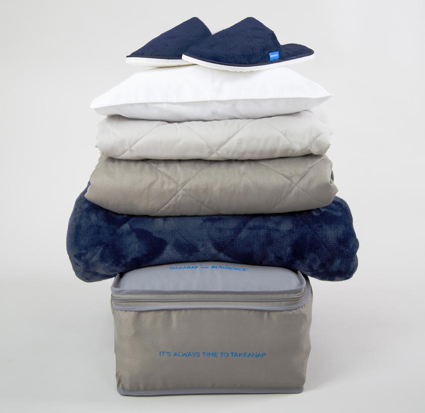 New EL AL business class bedding, including pillows and blankets
