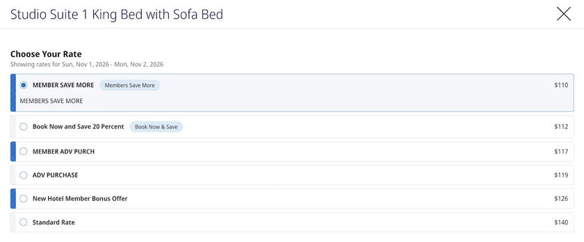 Booking page showing The Clayfield Hyatt Unbound Collection's New Hotel Member Bonus Offer rate
