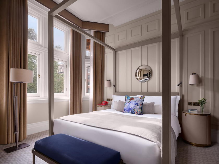 Elegant guest room at the Kimpton Fitzroy London hotel