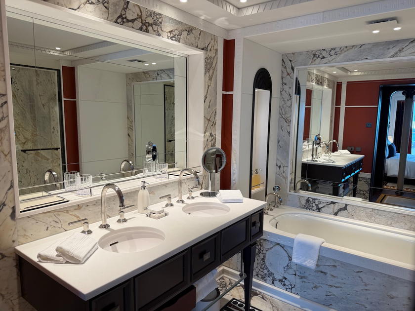 Bathroom of a suite aboard the Corinthian
