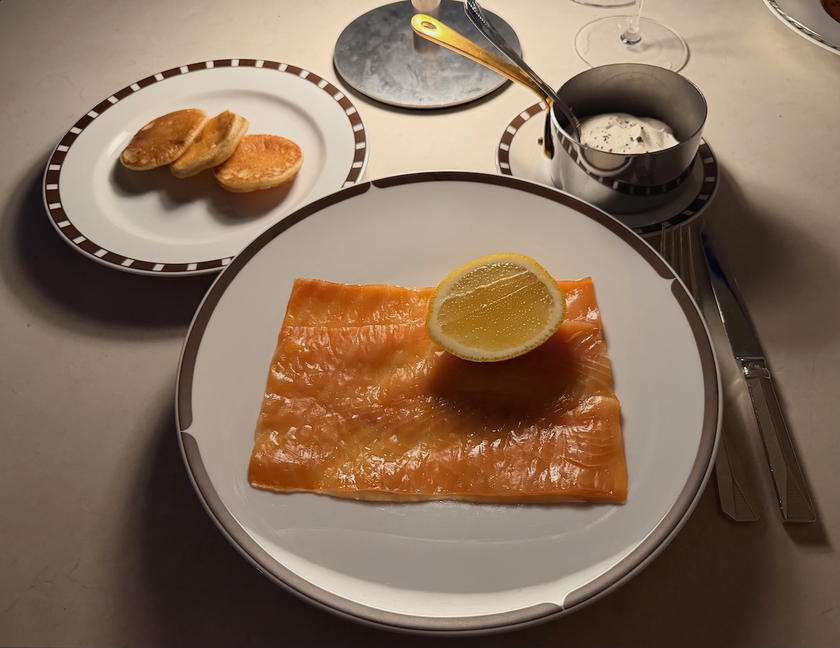 Dinner course served aboard the Corinthian