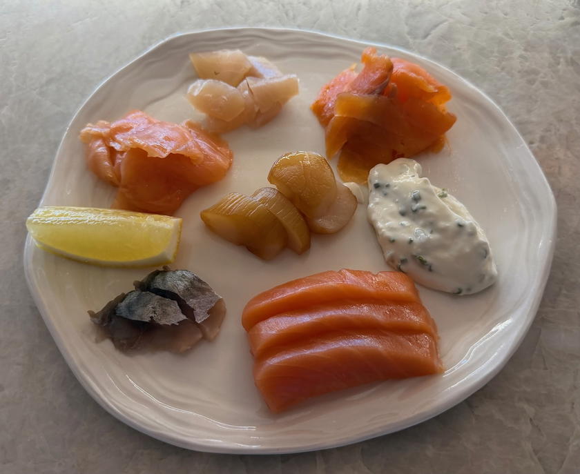 Lunch served on the terrace aboard the Corinthian