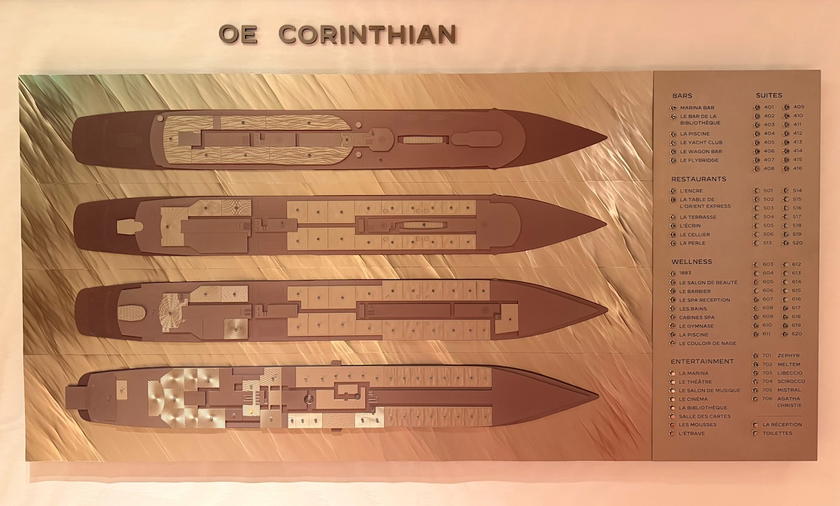 Floorplan diagram of the Corinthian's suite decks