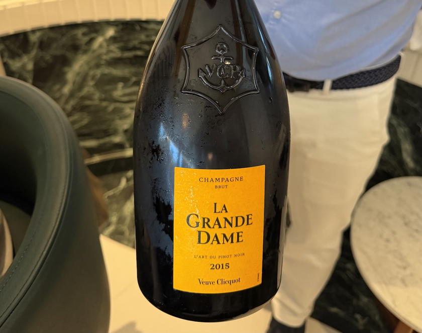 Veuve Clicquot La Grande Dame champagne being poured from a magnum