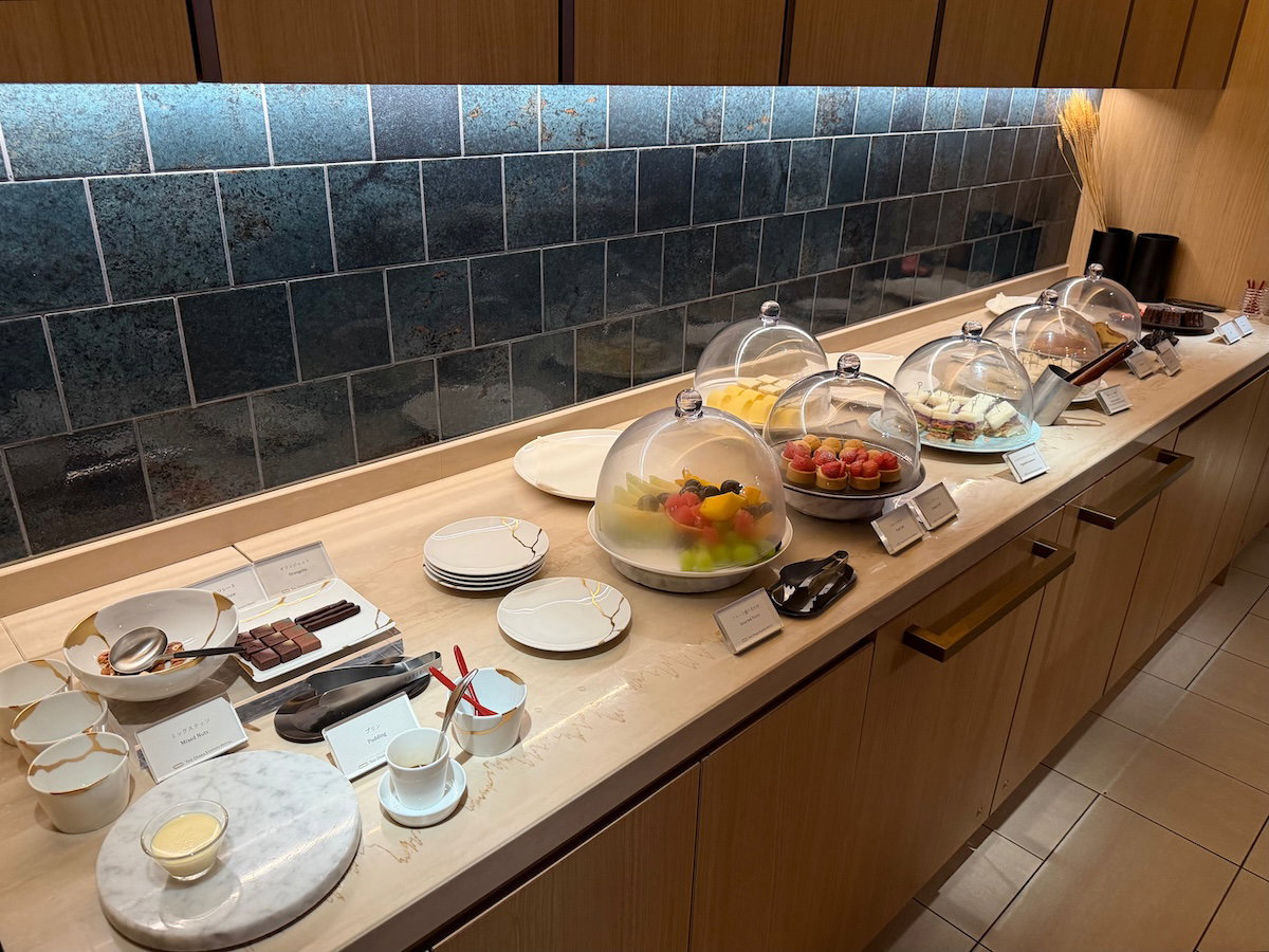 Dessert selection served at night in the Osaka Station Hotel Specialty Salon