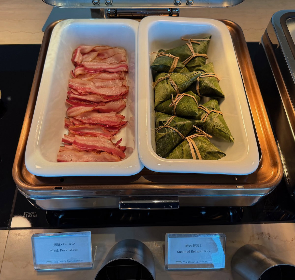 Cereal and breakfast items laid out on the Specialty Salon buffet