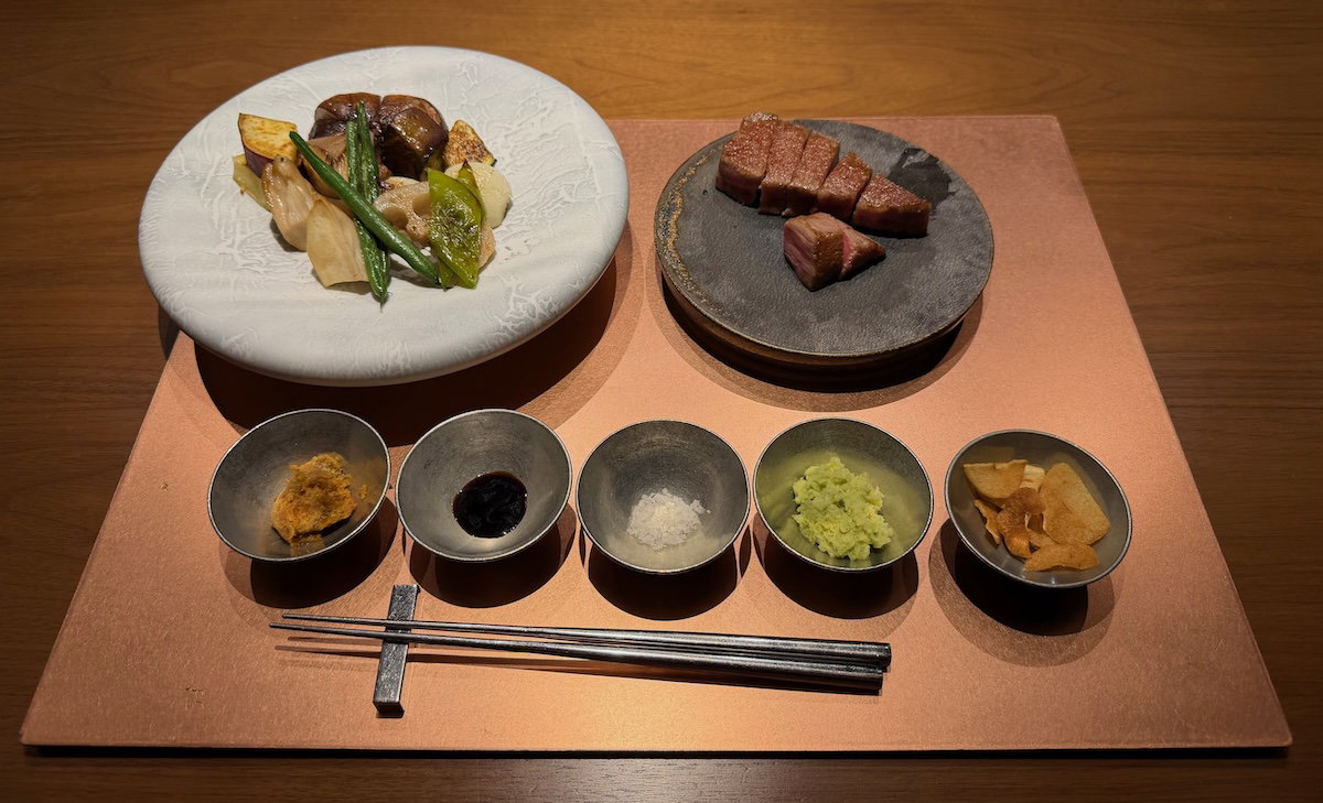 Plated dishes from dinner at Teppanyaki Mizuki in Osaka Station Hotel