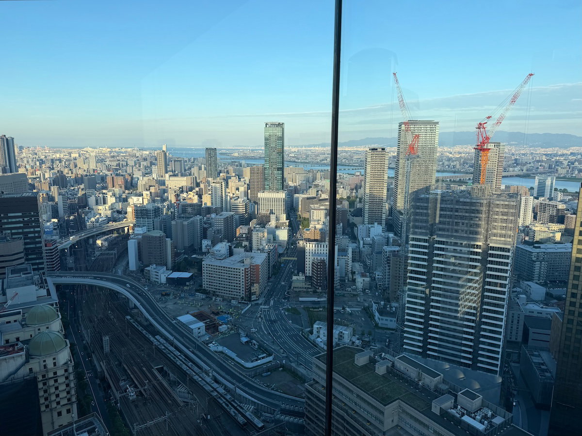 View from a window seat in the Moment Grill & Dining restaurant at Osaka Station Hotel
