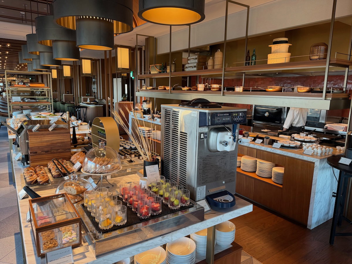 Display of dishes at the Osaka Station Hotel breakfast buffet