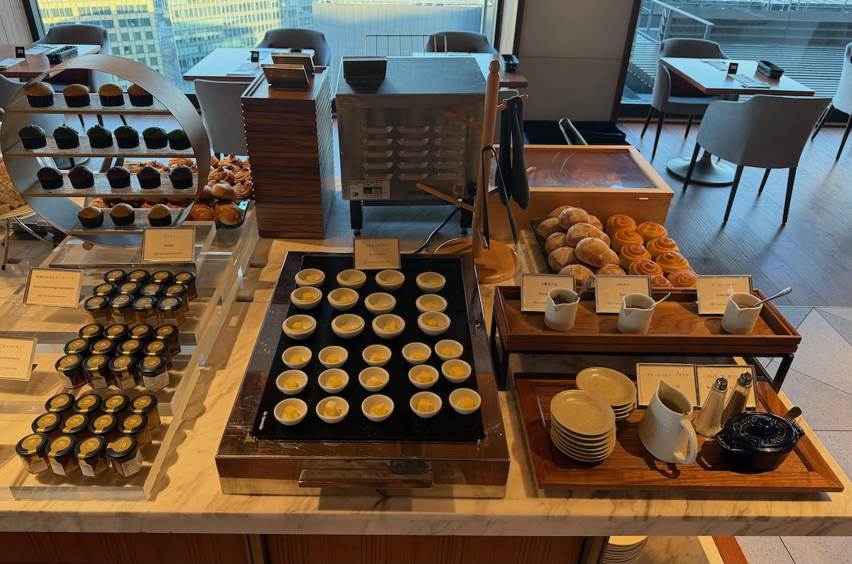 Buffet counter with breakfast options at Osaka Station Hotel