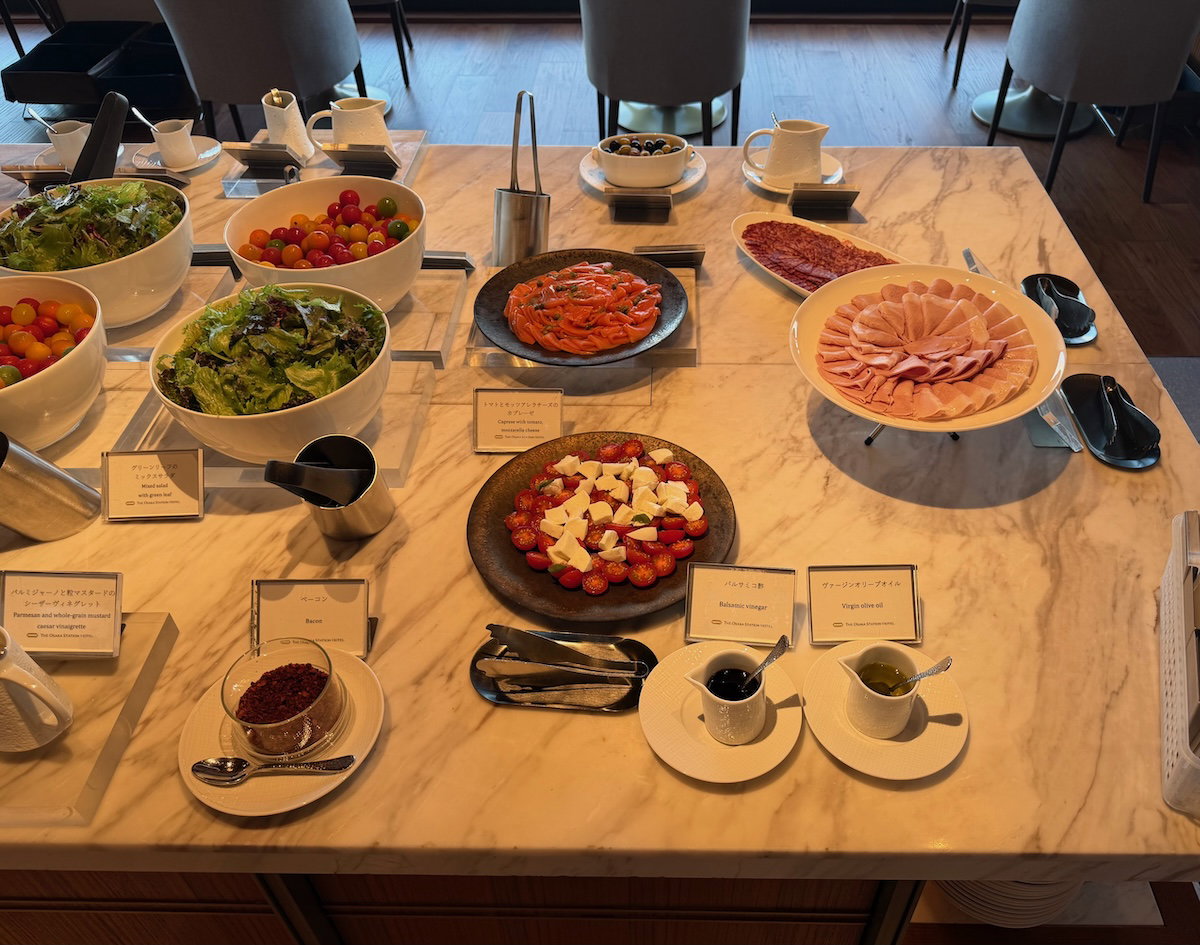 Close-up of breakfast buffet dishes at Osaka Station Hotel