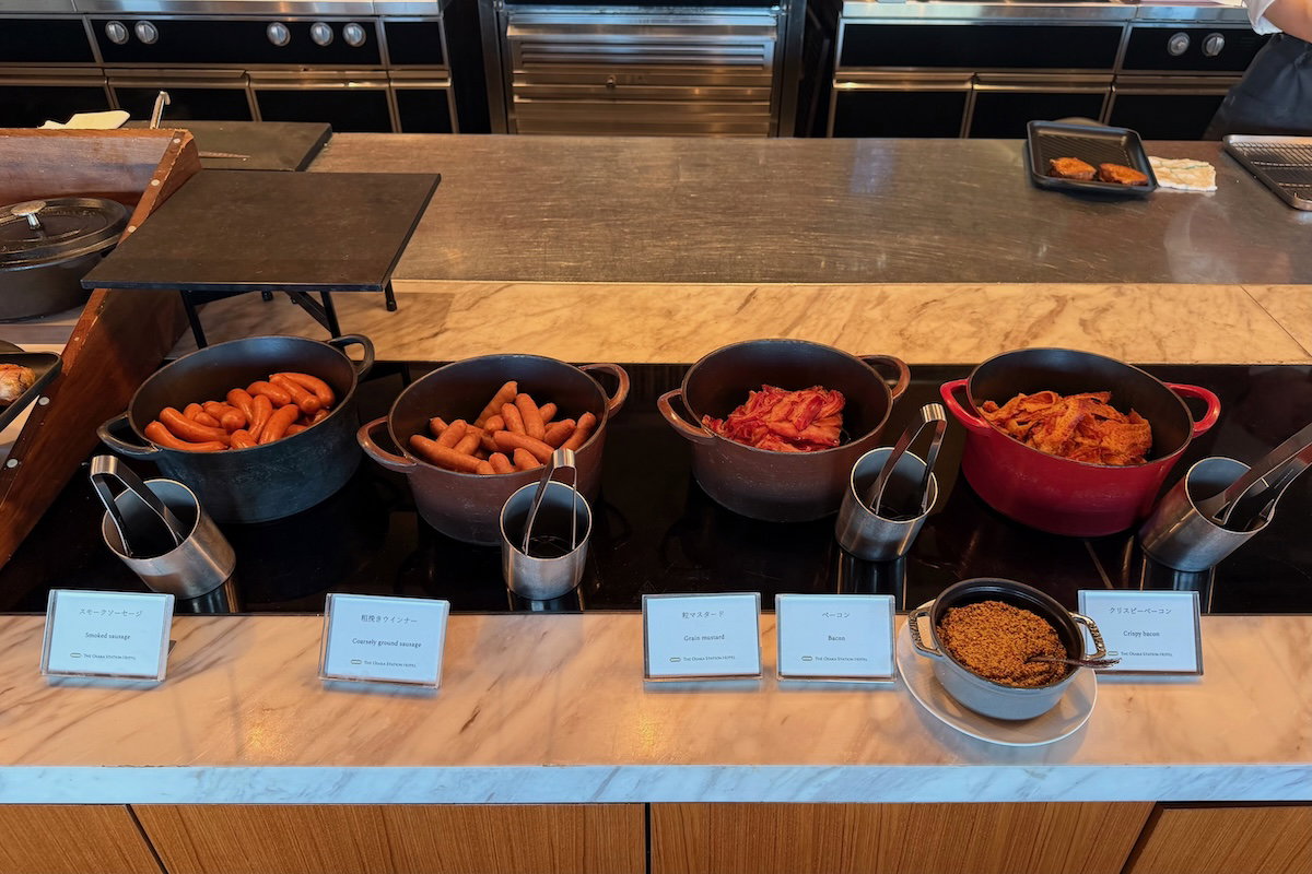 Variety of breakfast items laid out at the Osaka Station Hotel buffet