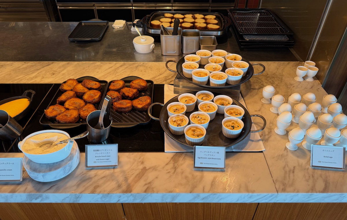 Fresh fruit and other items at the Osaka Station Hotel breakfast buffet