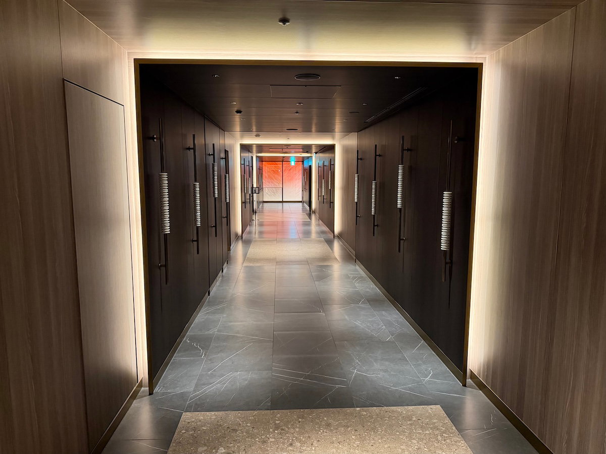 Long ground floor hallway leading to the Osaka Station Hotel elevators