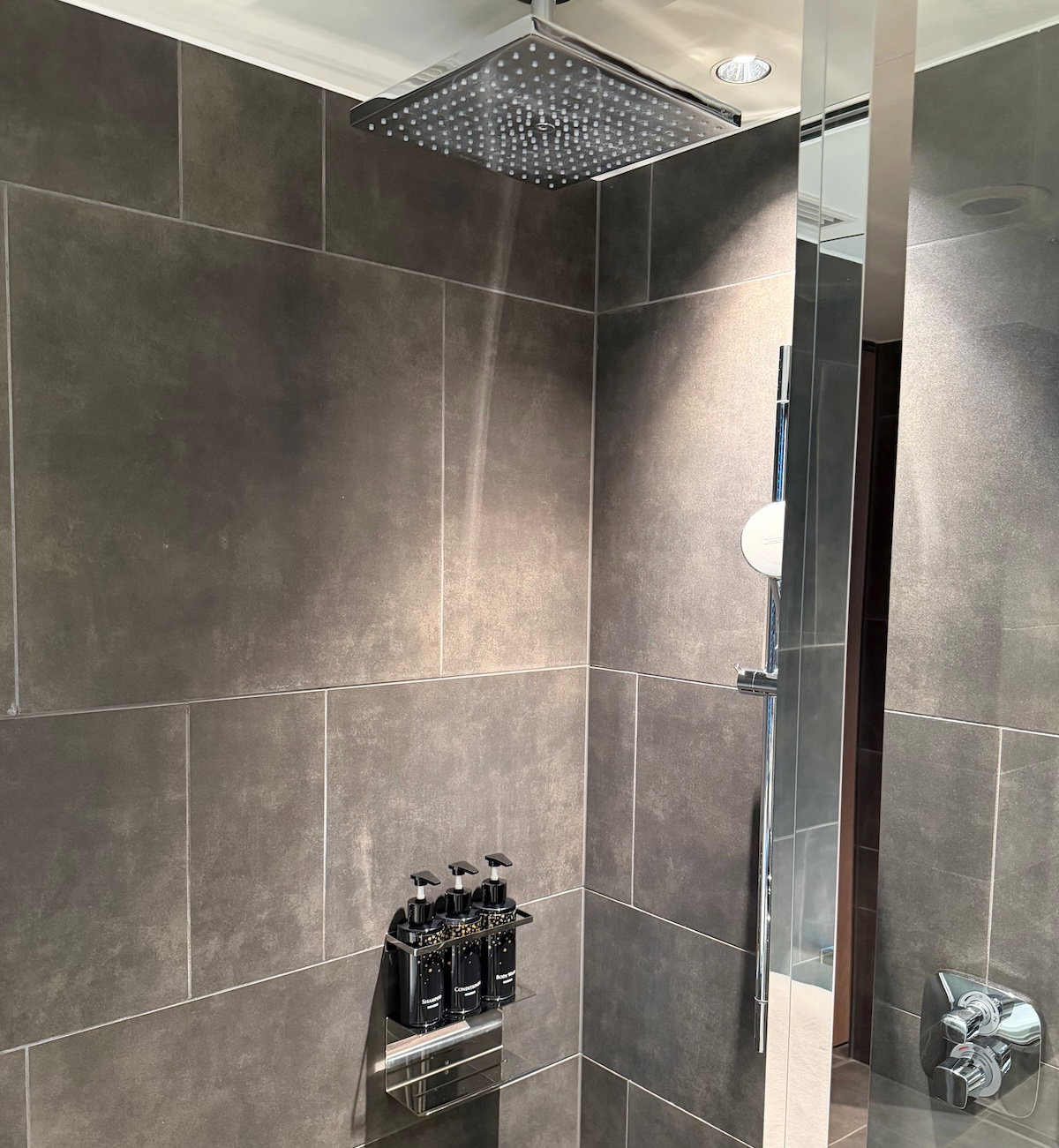 Walk-in shower in the guest room bathroom at Osaka Station Hotel