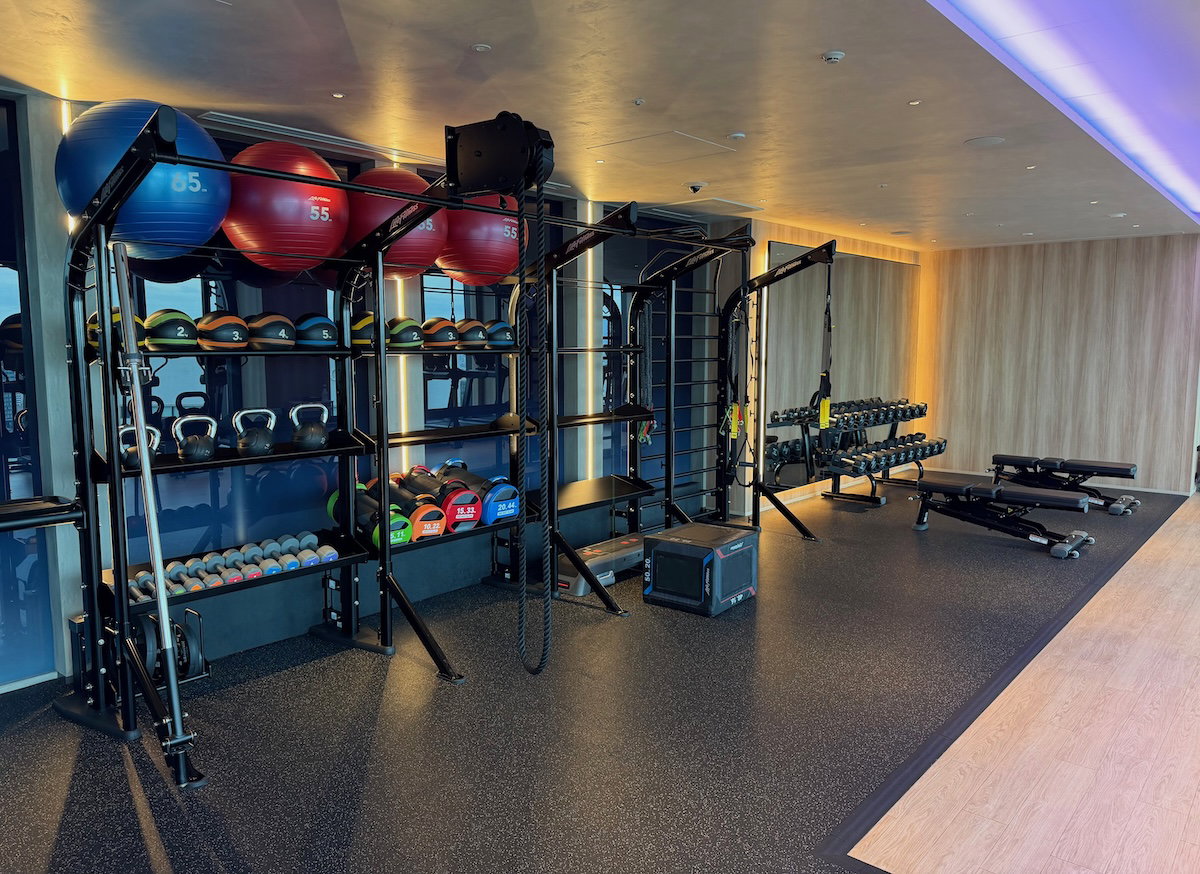 Weights and strength equipment in the hotel gym
