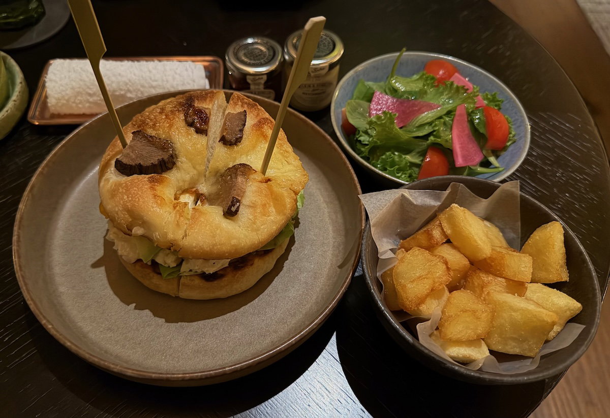 Club sandwich served as an in-room dinner at Patina Osaka