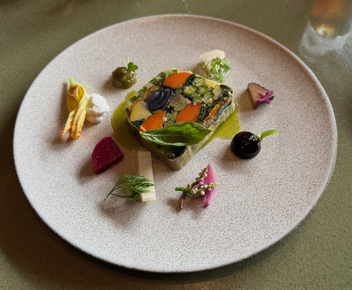 Vegetable terrine with ricotta and fresh herbs at P72