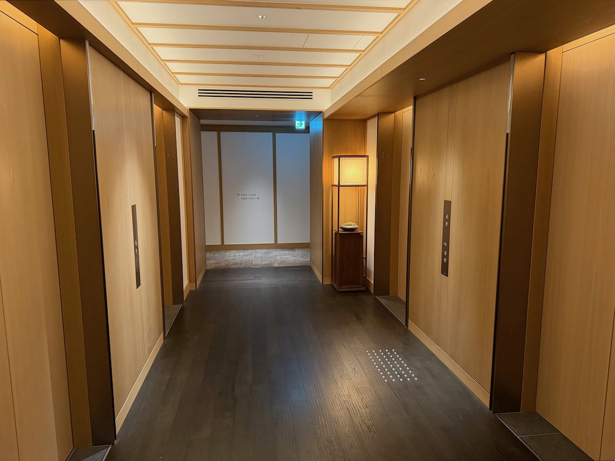 Elevator area on a guest room floor at Patina Osaka