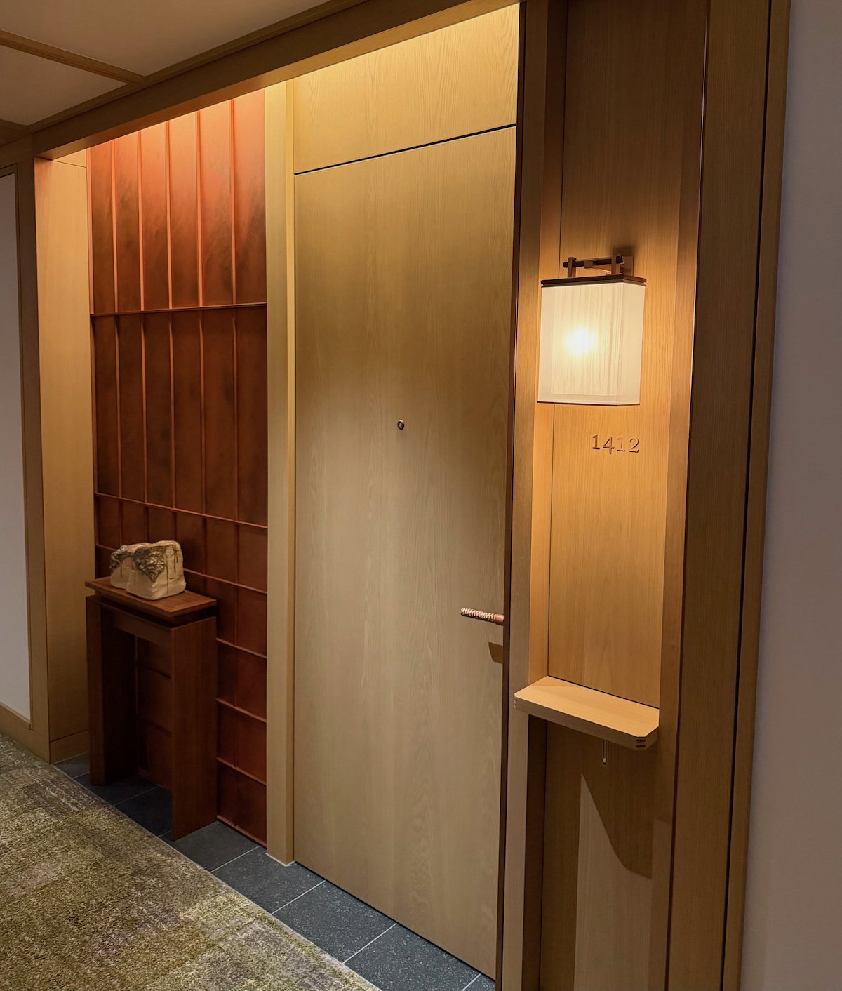 Door to room 1412 on the 14th floor at Patina Osaka