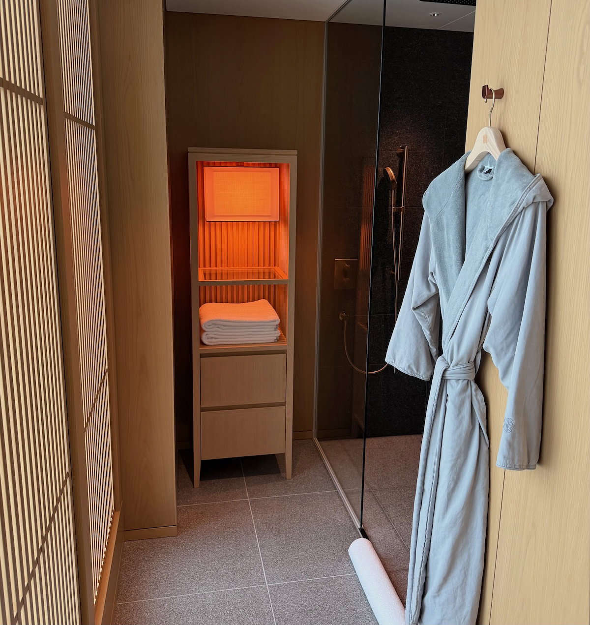 Walk-in shower in the Patina Osaka bathroom