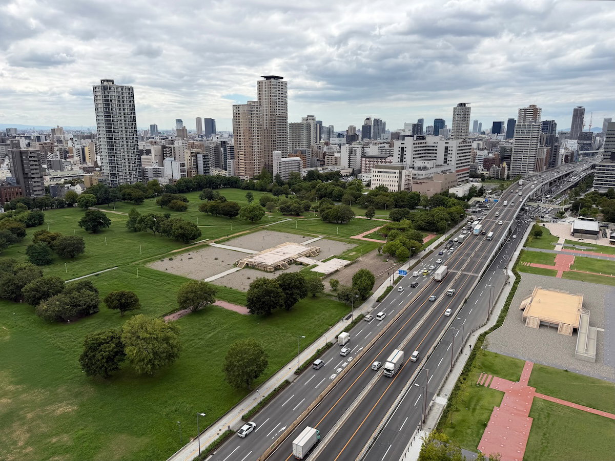 View from the Patina Osaka balcony over the nearby highway and city