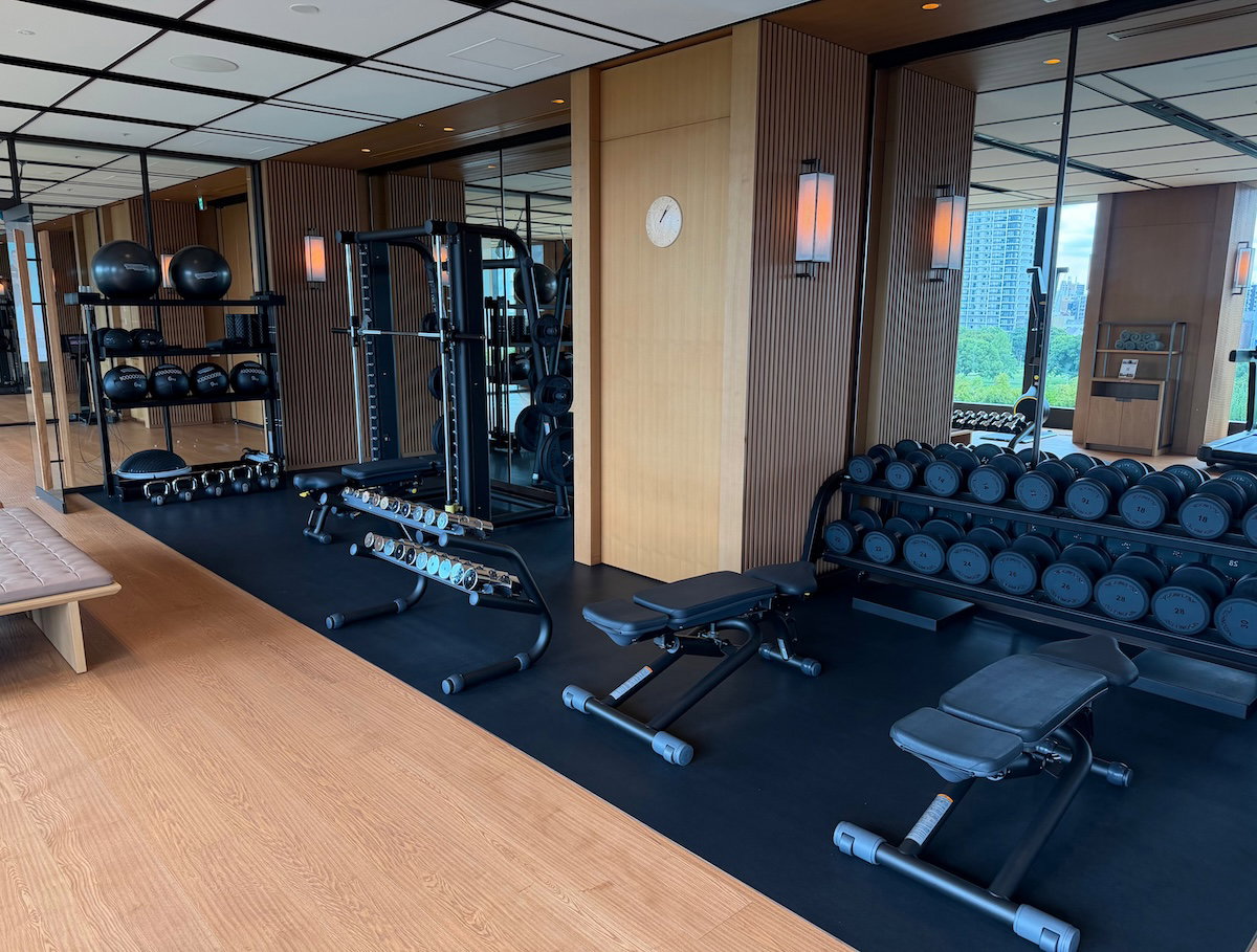 Free weights area in the Patina Osaka gym