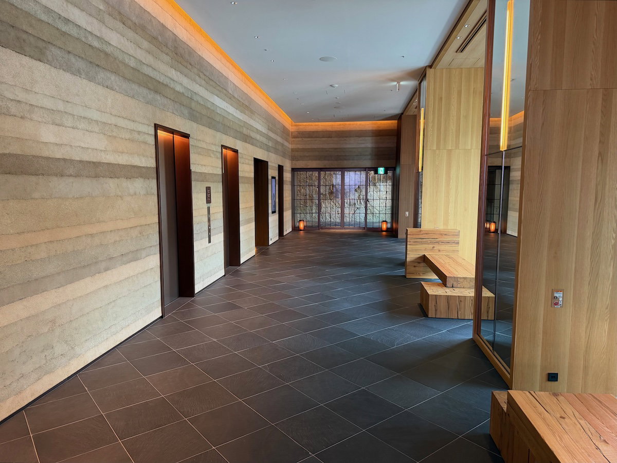Ground floor welcome area at Patina Osaka with Japanese-style wood design