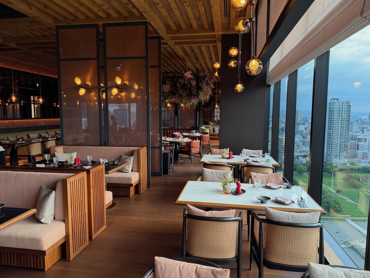Dining room of Inaki, the all-day restaurant at Patina Osaka