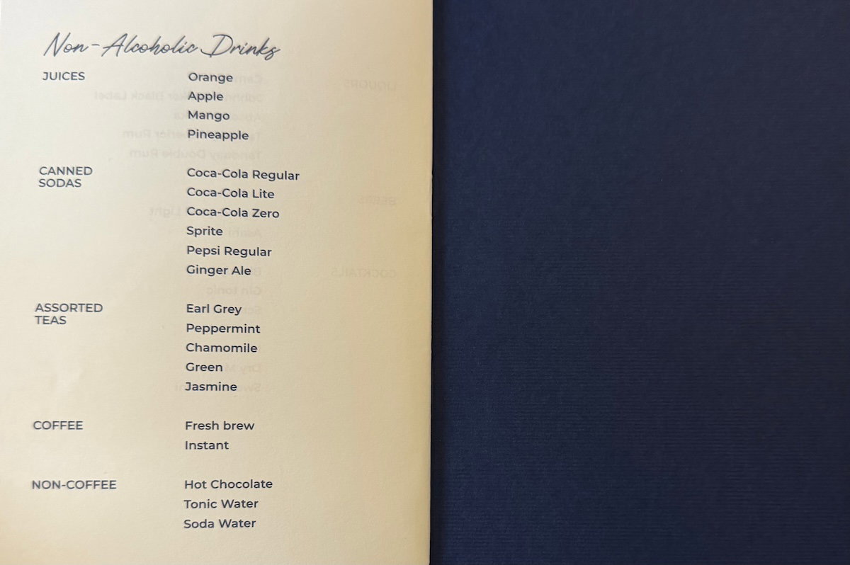 Philippine Airlines business class drink list, fourth page