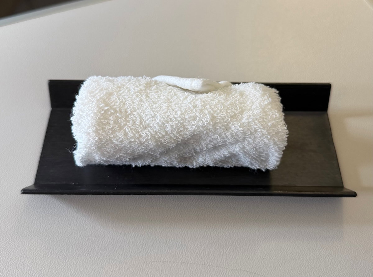 Warm towel served in Philippine Airlines business class