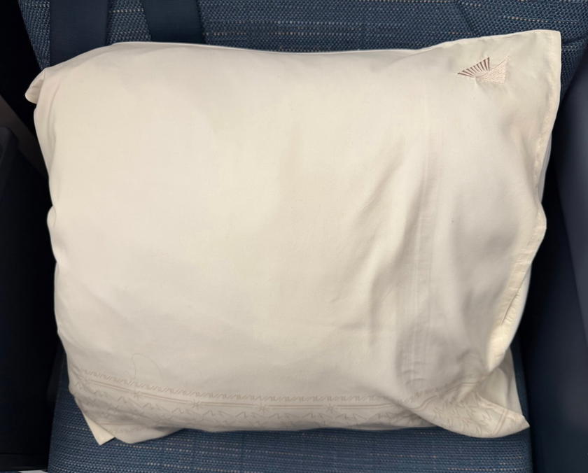 Pillow on the Philippine Airlines business class seat
