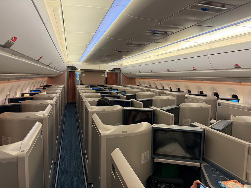 Full view of the Philippine Airlines A350 business class cabin
