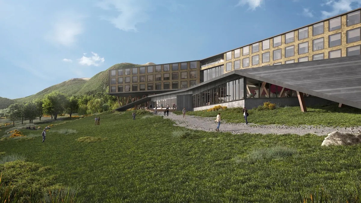 Exterior of The Cormorant at 55 South hotel in Puerto Williams, Chile