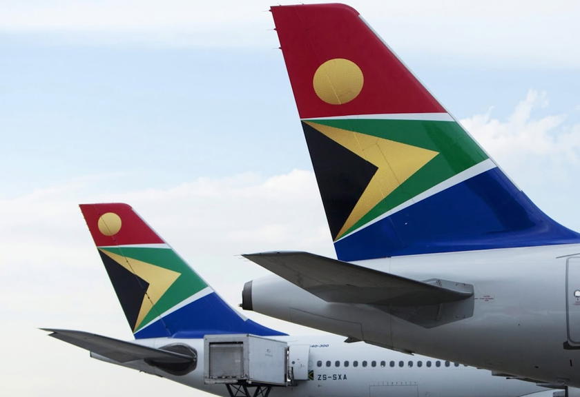 South African Airways planes parked at an airport