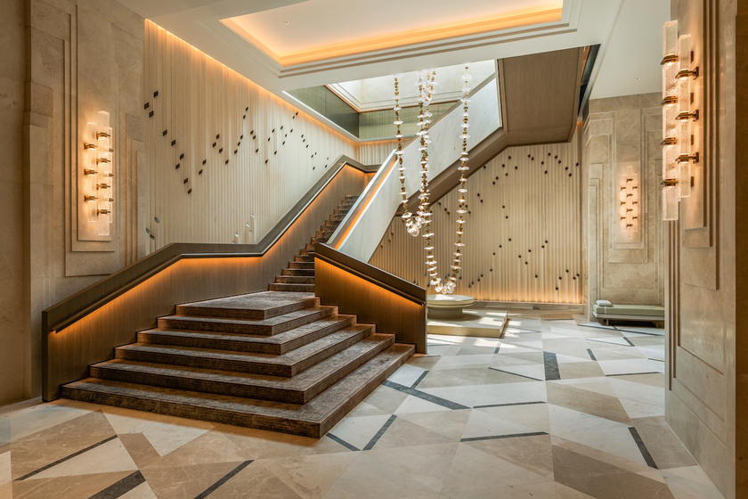 Grand staircase in the lobby of the Waldorf Astoria Kuala Lumpur