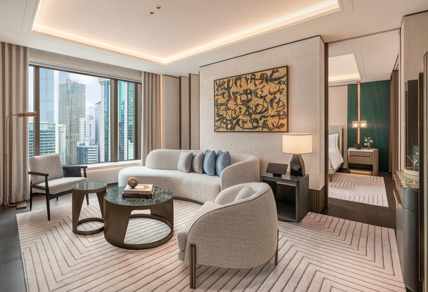 Living room of a Prestige Suite at the Waldorf Astoria Kuala Lumpur