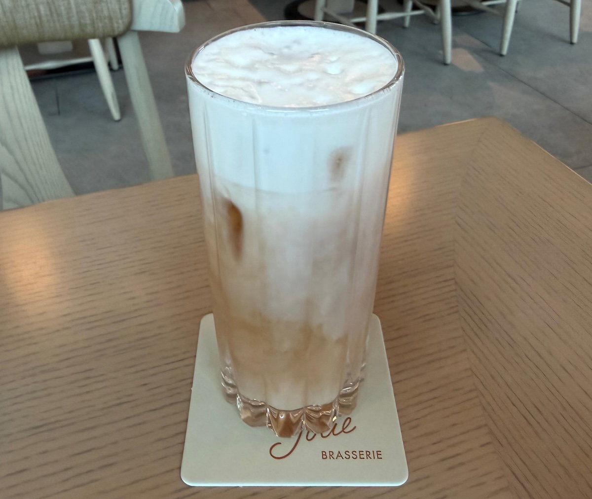 Ginger peach iced latte, the Hilton Diamond latte of the day, at Jolie Brasserie