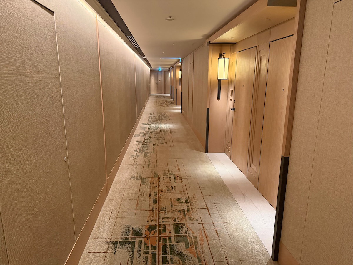 Hallway leading to guest rooms at the Waldorf Astoria Osaka
