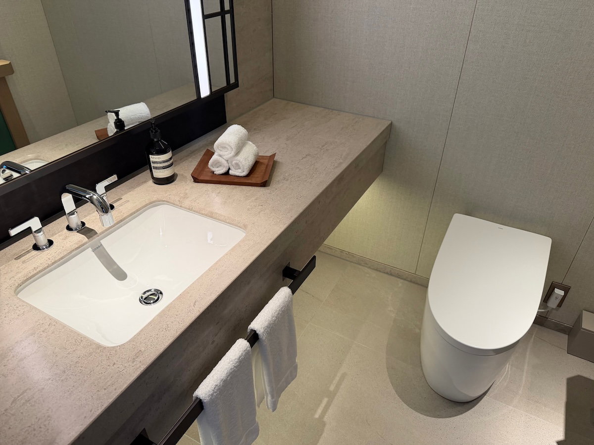 Half bathroom in the suite at the Waldorf Astoria Osaka