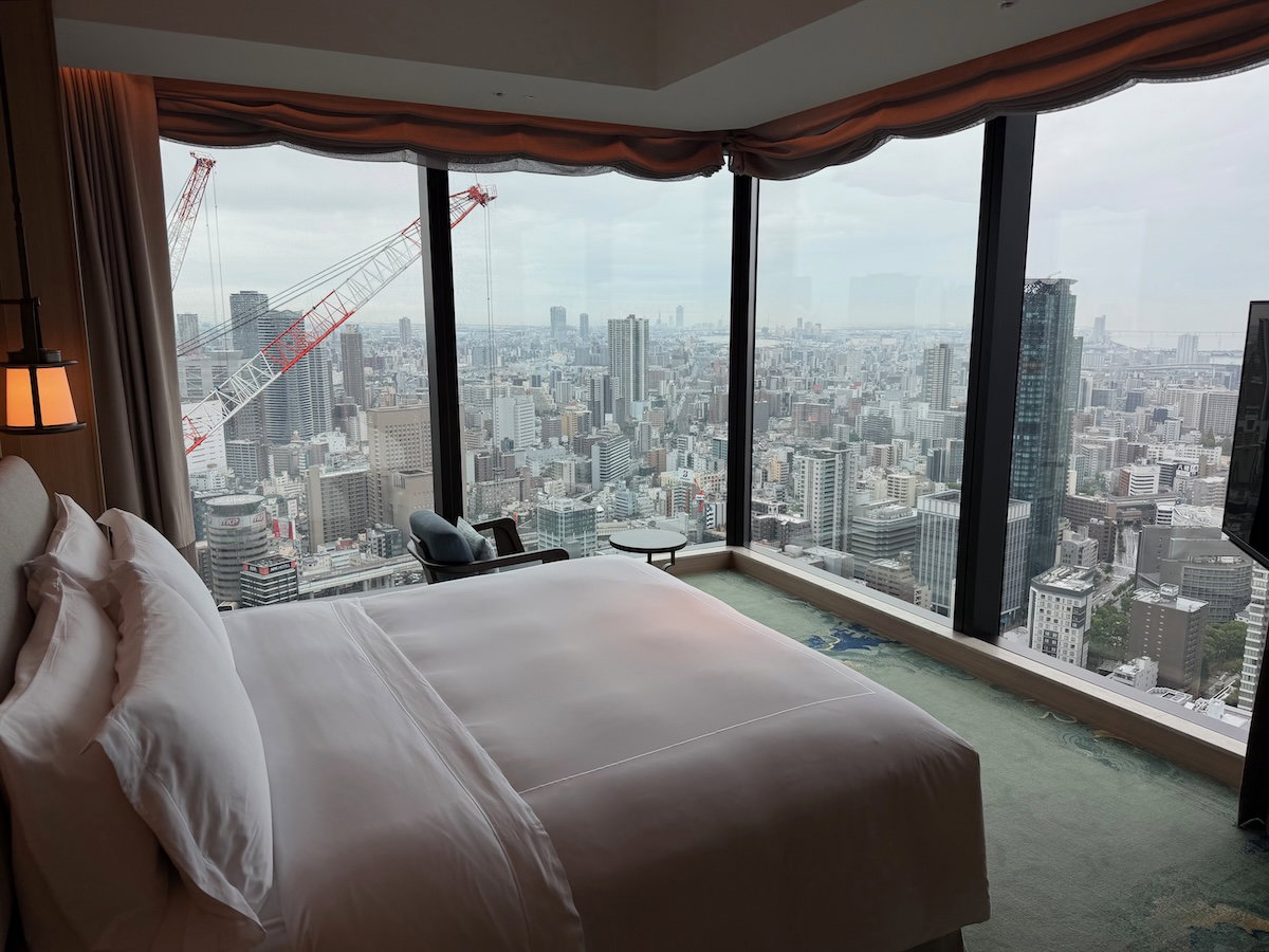 Bed in the suite bedroom at the Waldorf Astoria Osaka