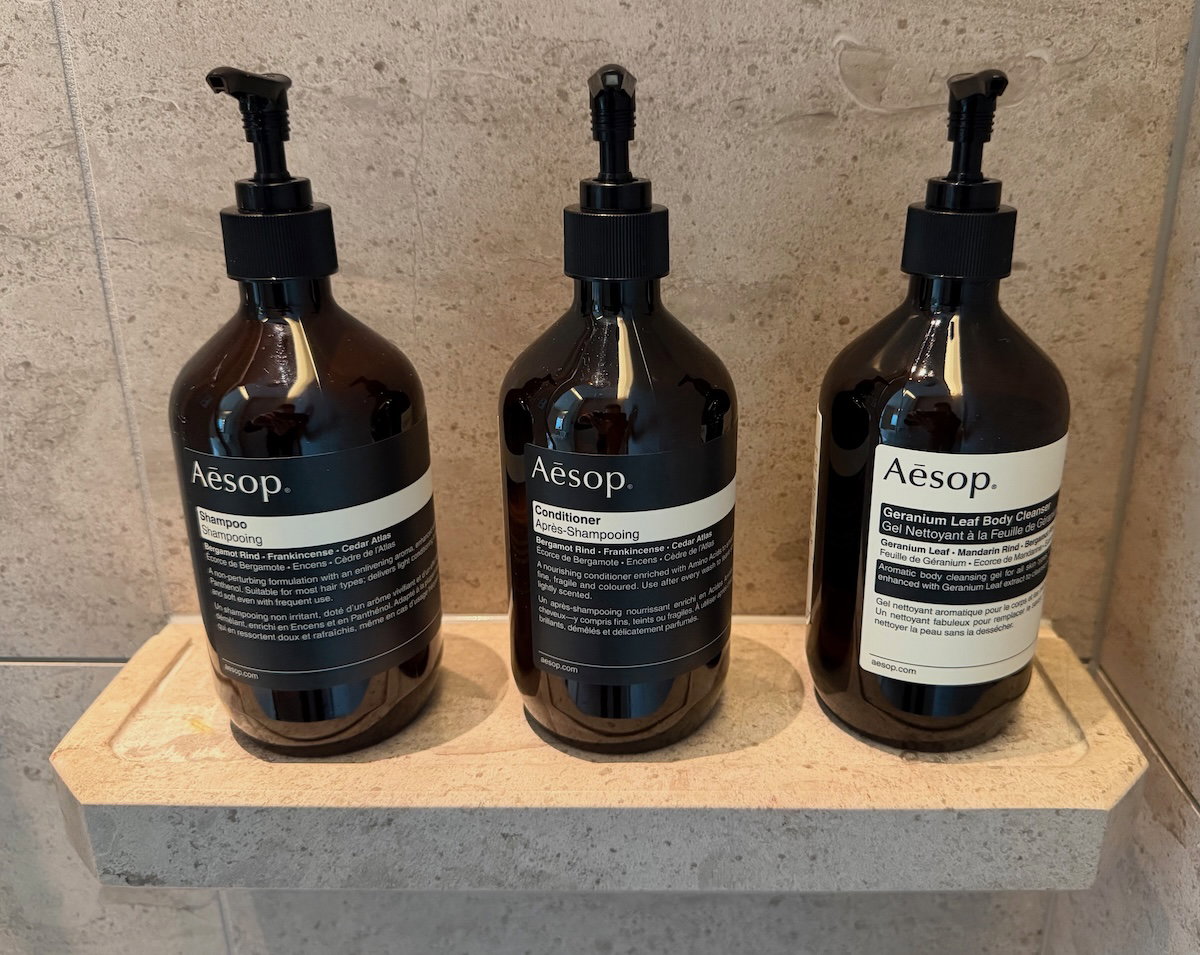 Aesop toiletries set out in the Waldorf Astoria Osaka suite bathroom